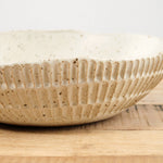 Mt. Washington Pottery Home Kitchen Serving Carved Eggshell Serving Bowl in Speckled White Speckled White / 11" Dia X 3" H