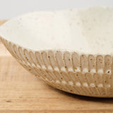 Mt. Washington Pottery Home Kitchen Serving Carved Eggshell Serving Bowl in Speckled White Speckled White / 11" Dia X 3" H