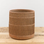 Mt. Washington Pottery Home Planters 10" Carved Planter Raw Clay / 10" Dia X 10" H