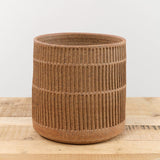 Mt. Washington Pottery Home Planters 10" Carved Planter Raw Clay / 10" Dia X 10" H