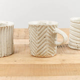 Mt. Washington Pottery Home CoffeeTea Chevron Mug in Speckled White Speckled White / 3.5" Dia X 4" H