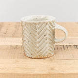 Mt. Washington Pottery Home CoffeeTea Chevron Mug in Speckled White Speckled White / 3.5" Dia X 4" H