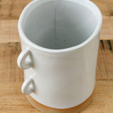 Mt. Washington Pottery Home Kitchen Containers Double Looped Handle Cache Pot White/Natural / 6" D X 7.5" H