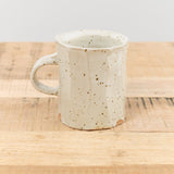 Mt. Washington Pottery Home CoffeeTea Facet Mug in Speckled White Speckled White / 3.5" Dia X 4" H