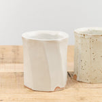 Mt. Washington Pottery Home CoffeeTea Facet Tumbler in Matte White Matte White / 3.5" Dia X 4" H