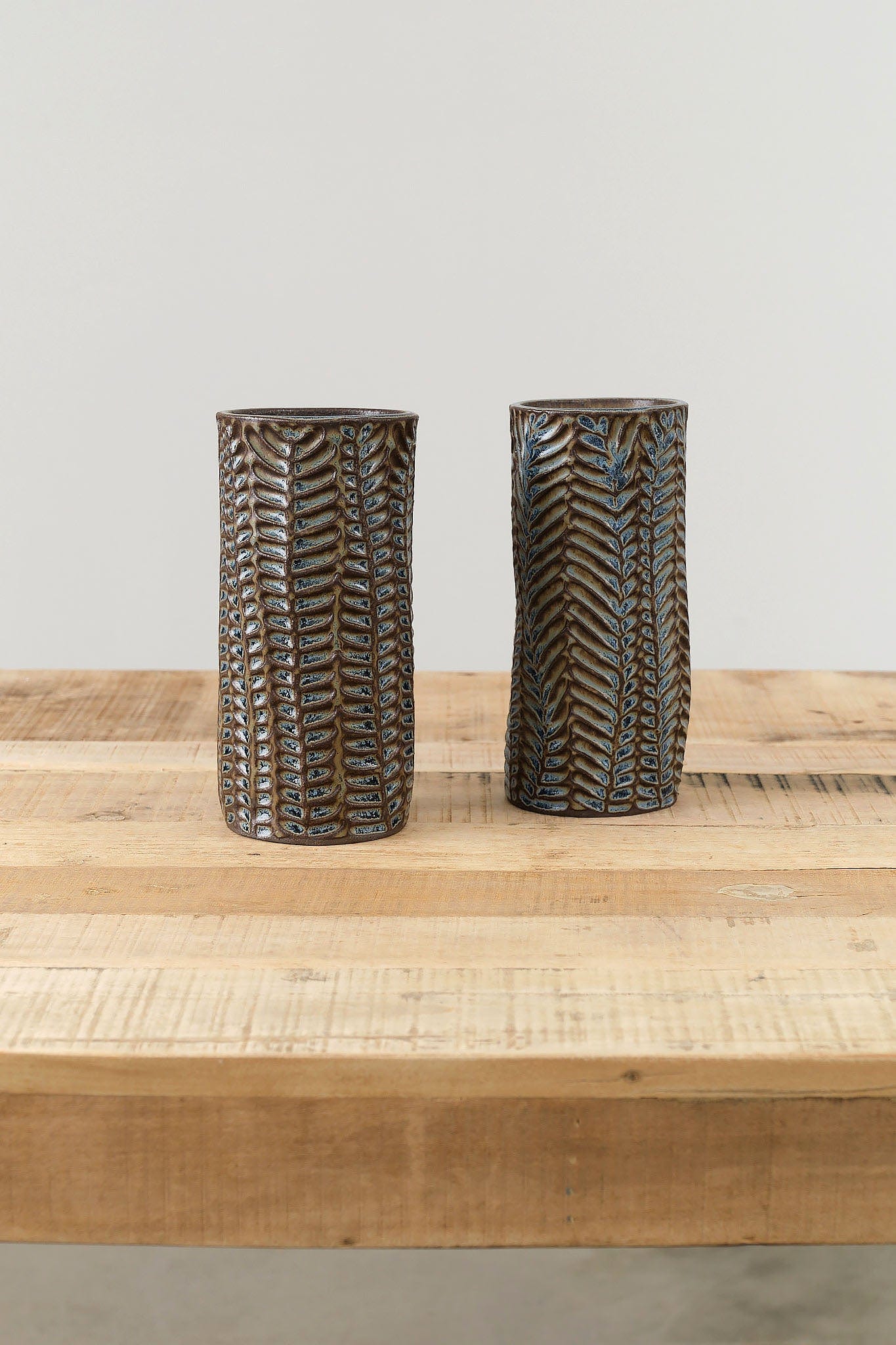 Mt. Washington Pottery Home Kitchen Vases Fern Vase Dark Blue / 3.5" Dia X 8.5" H