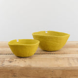 Muskhane Home Baskets Felt Basket in Chartreuse