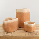 Muskhane Home Baskets Two-Tone Storage Calabash in Caramel-Natural