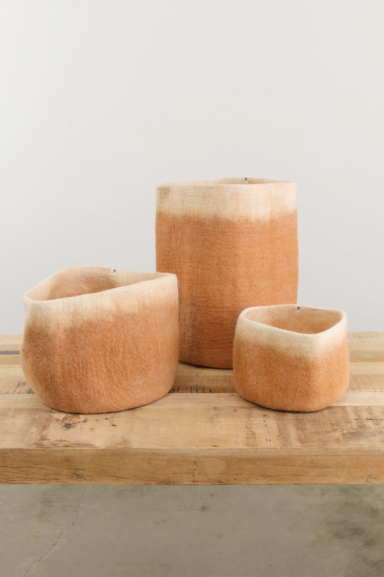 Muskhane Home Baskets Two-Tone Storage Calabash in Caramel-Natural