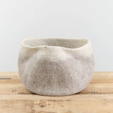 Muskhane Home Baskets Two-Tone Storage Calabash in Light Stone-Natural