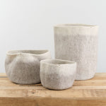 Muskhane Home Baskets Two-Tone Storage Calabash in Light Stone-Natural