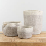 Muskhane Home Baskets Two-Tone Storage Calabash in Light Stone-Natural