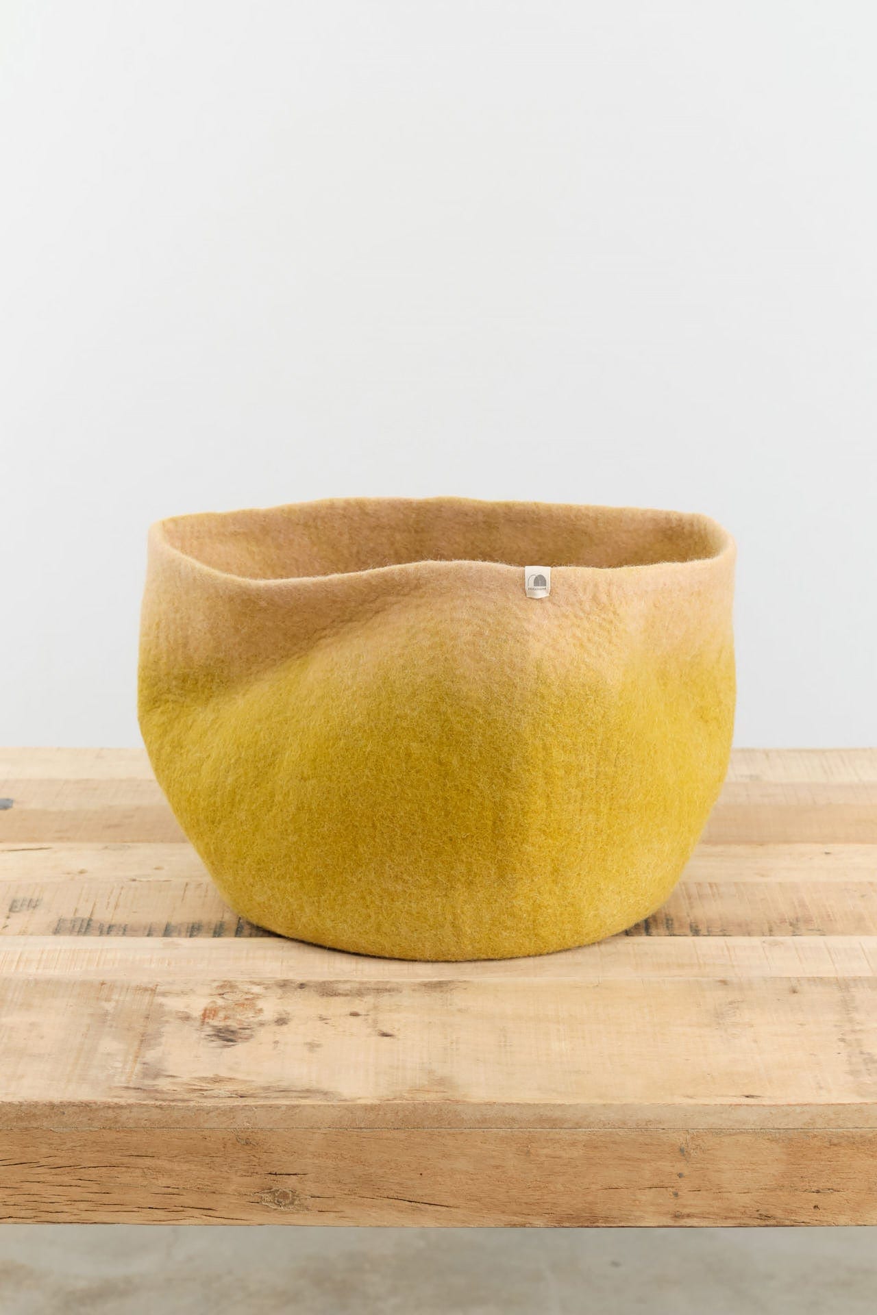 Muskhane Home Baskets Two-Tone Storage Calabash in Pistachio-Nude