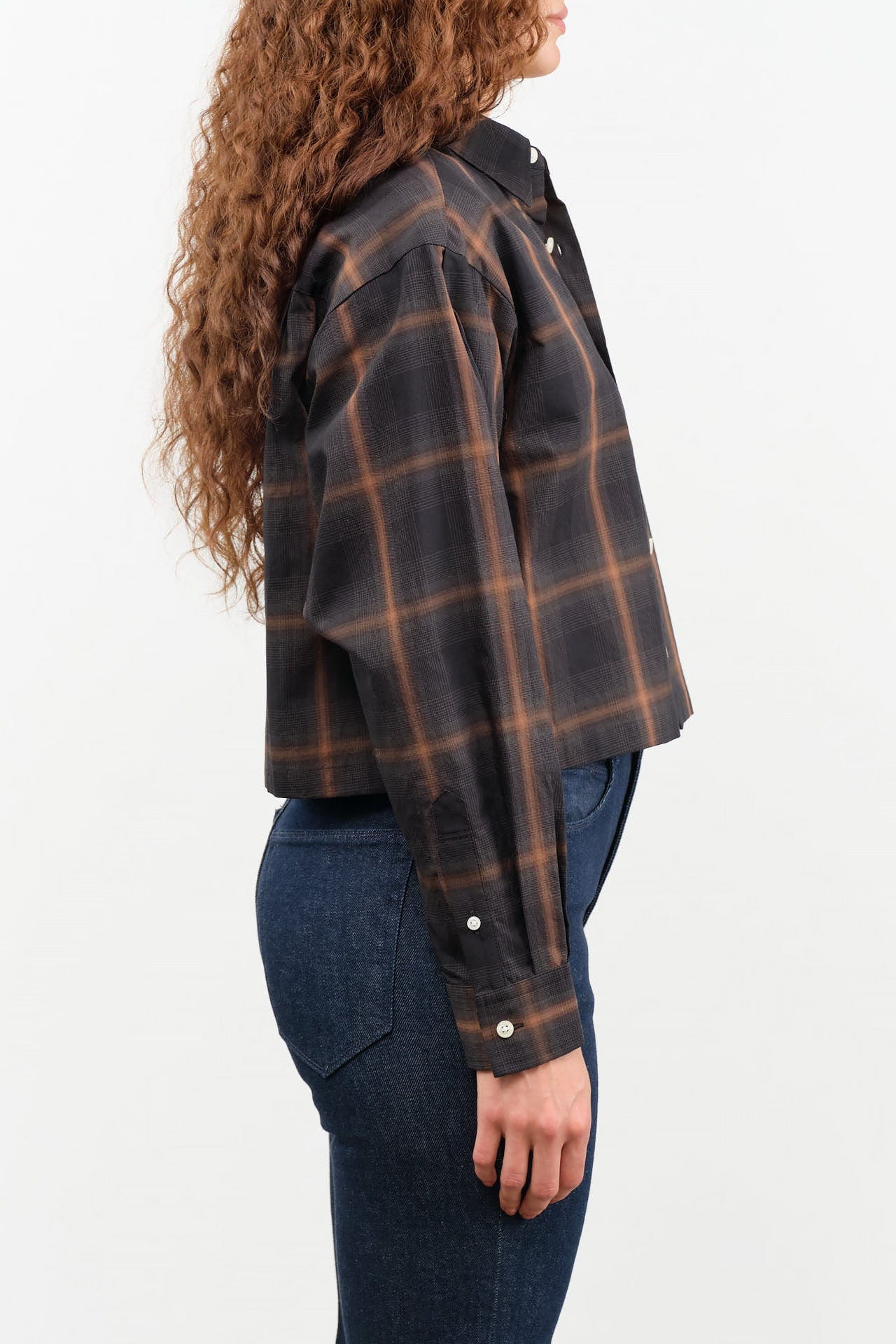 Nicholson & Nicholson Apparel Womens Blouses Sara Top in Brown/Check