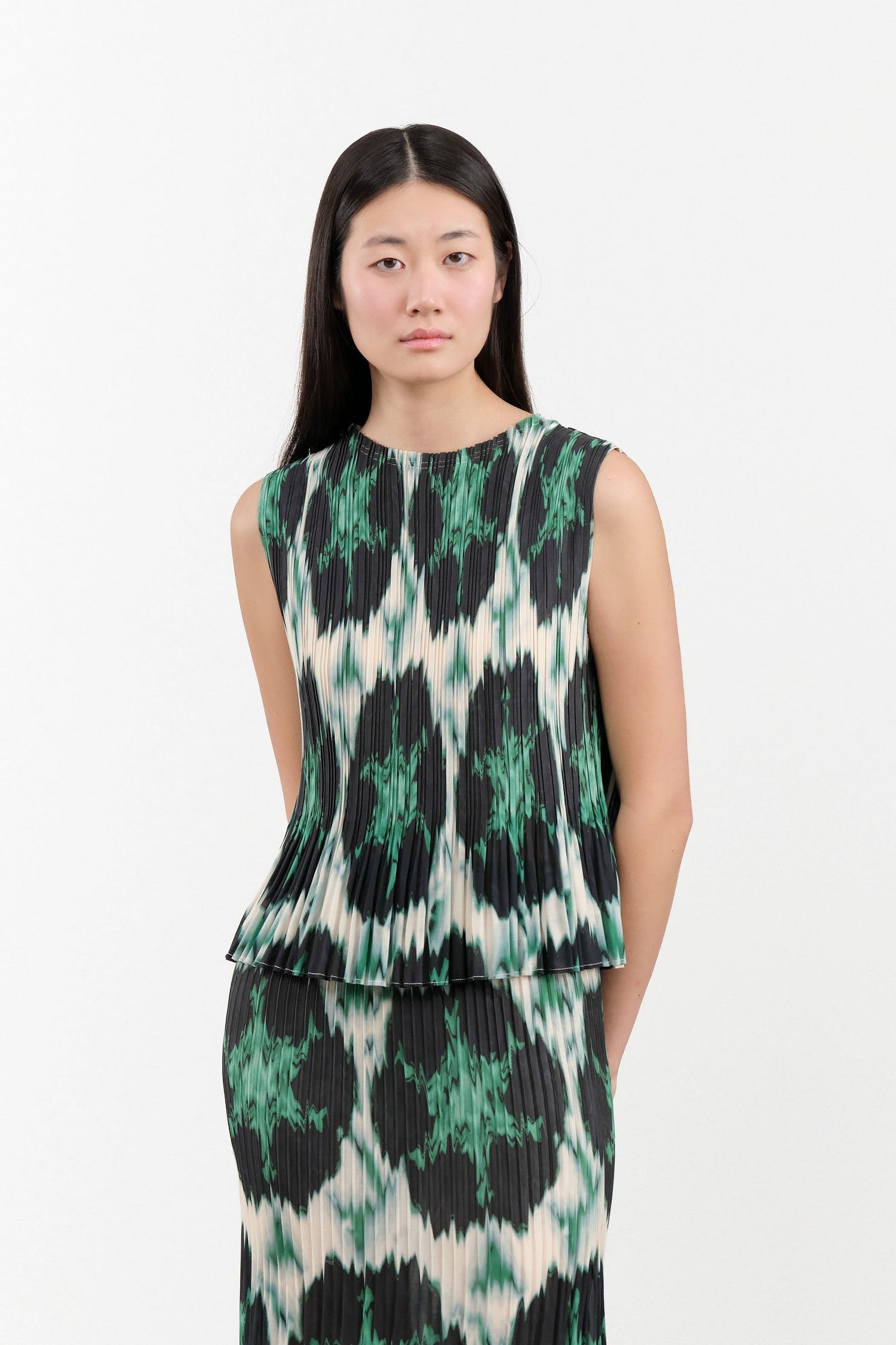 No. 6 Apparel Womens Blouses Rae Tank Emerald Ikat / XSmall