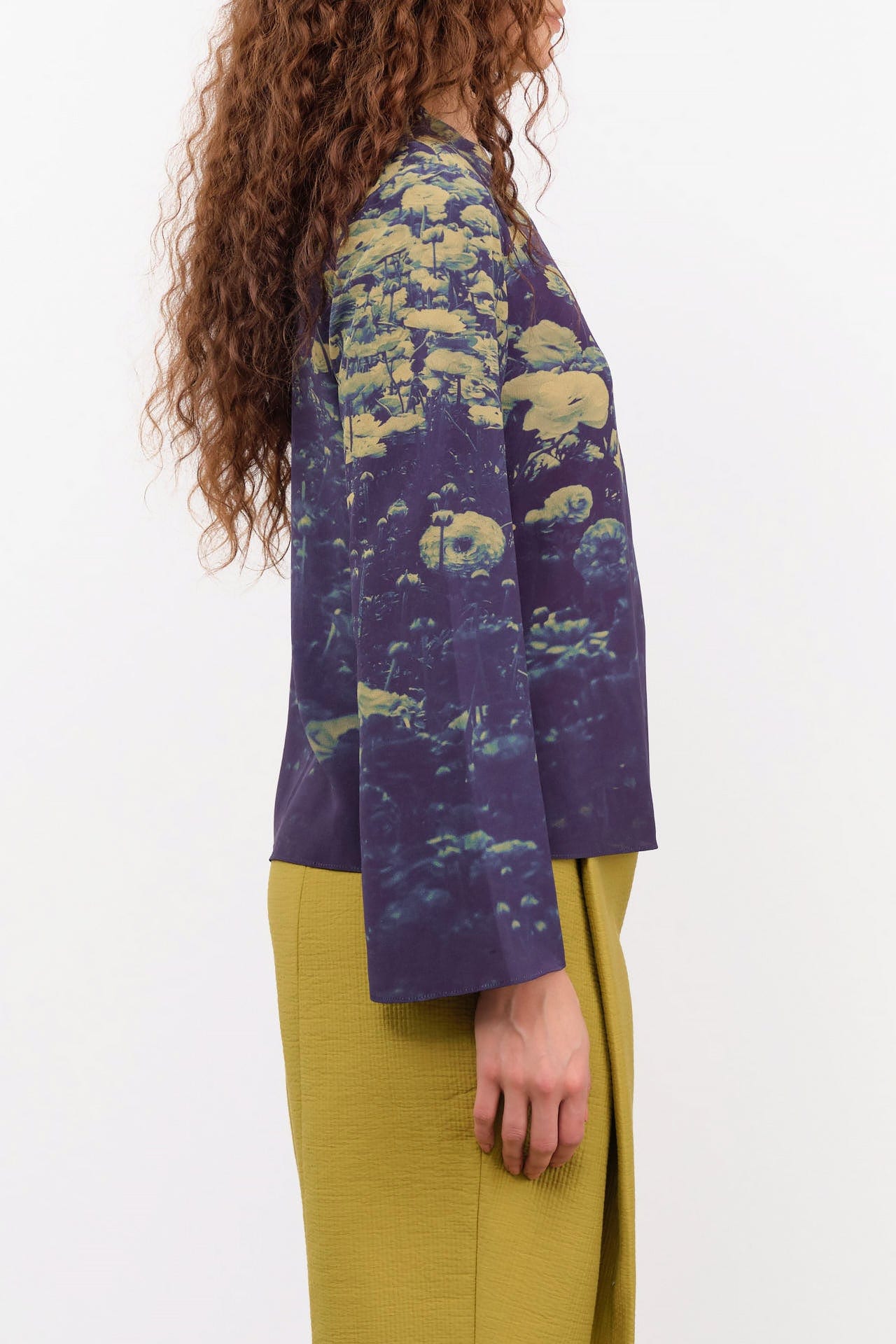 No. 6 Apparel Womens Blouses Diane Top in Green Poppies