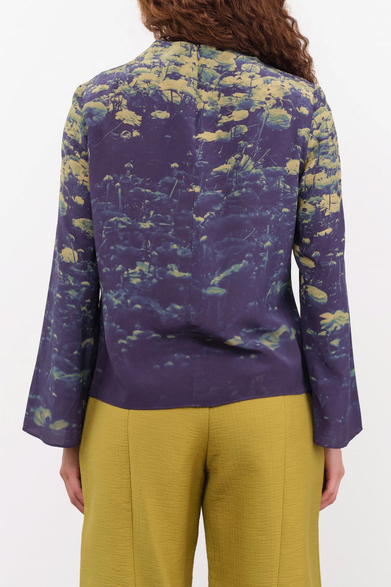 No. 6 Apparel Womens Blouses Diane Top in Green Poppies