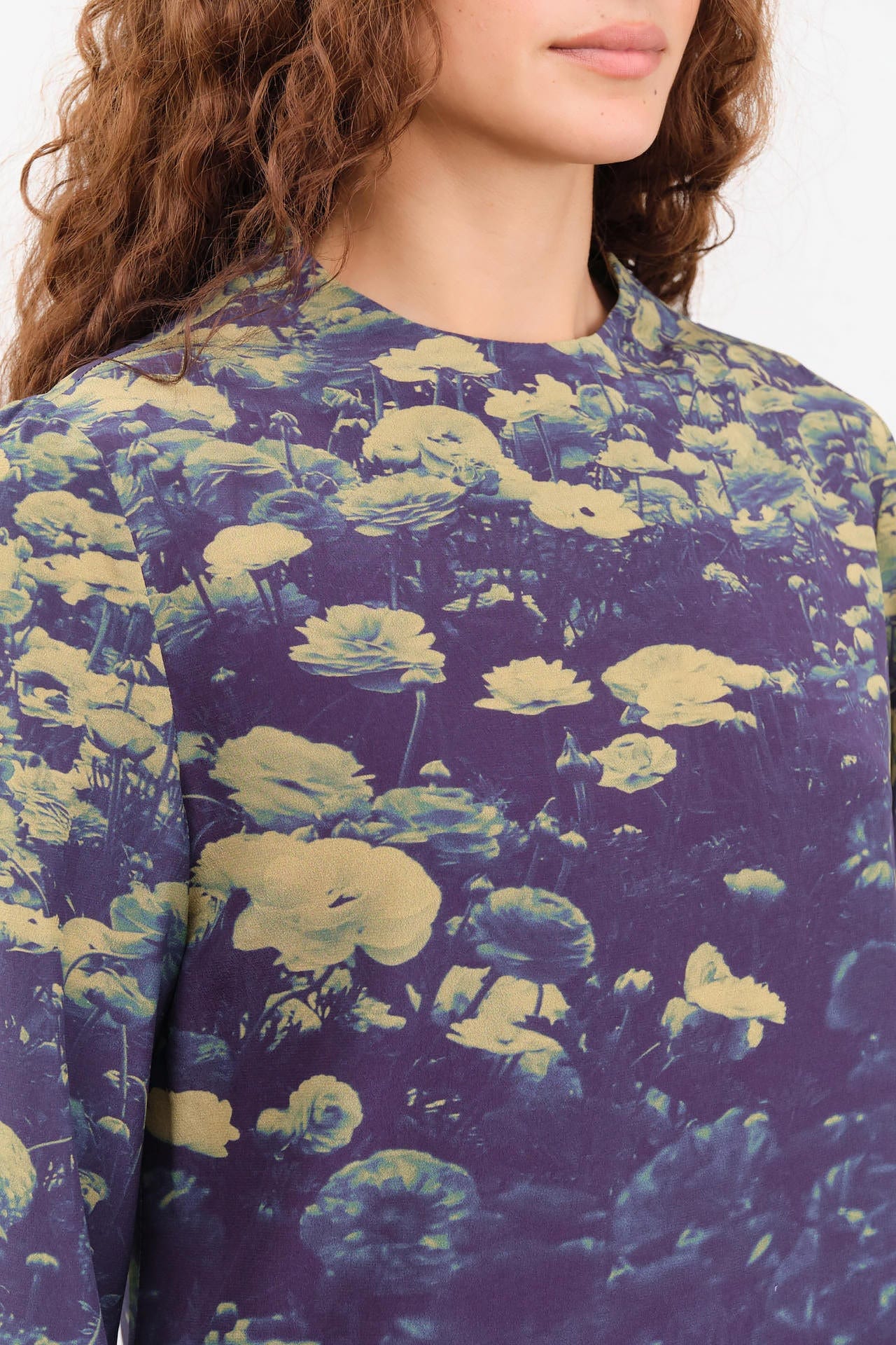 No. 6 Apparel Womens Blouses Diane Top in Green Poppies