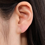 Pamela Love Jewelry Earrings 8mm Pave Huggie in White Diamond 14K Yellow Gold / Single