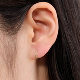 Pamela Love Jewelry Earrings 8mm Pave Huggie in White Diamond 14K Yellow Gold / Single