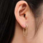 Pamela Love Jewelry Earrings Pave Chain Huggie 14K Yellow Gold / Single