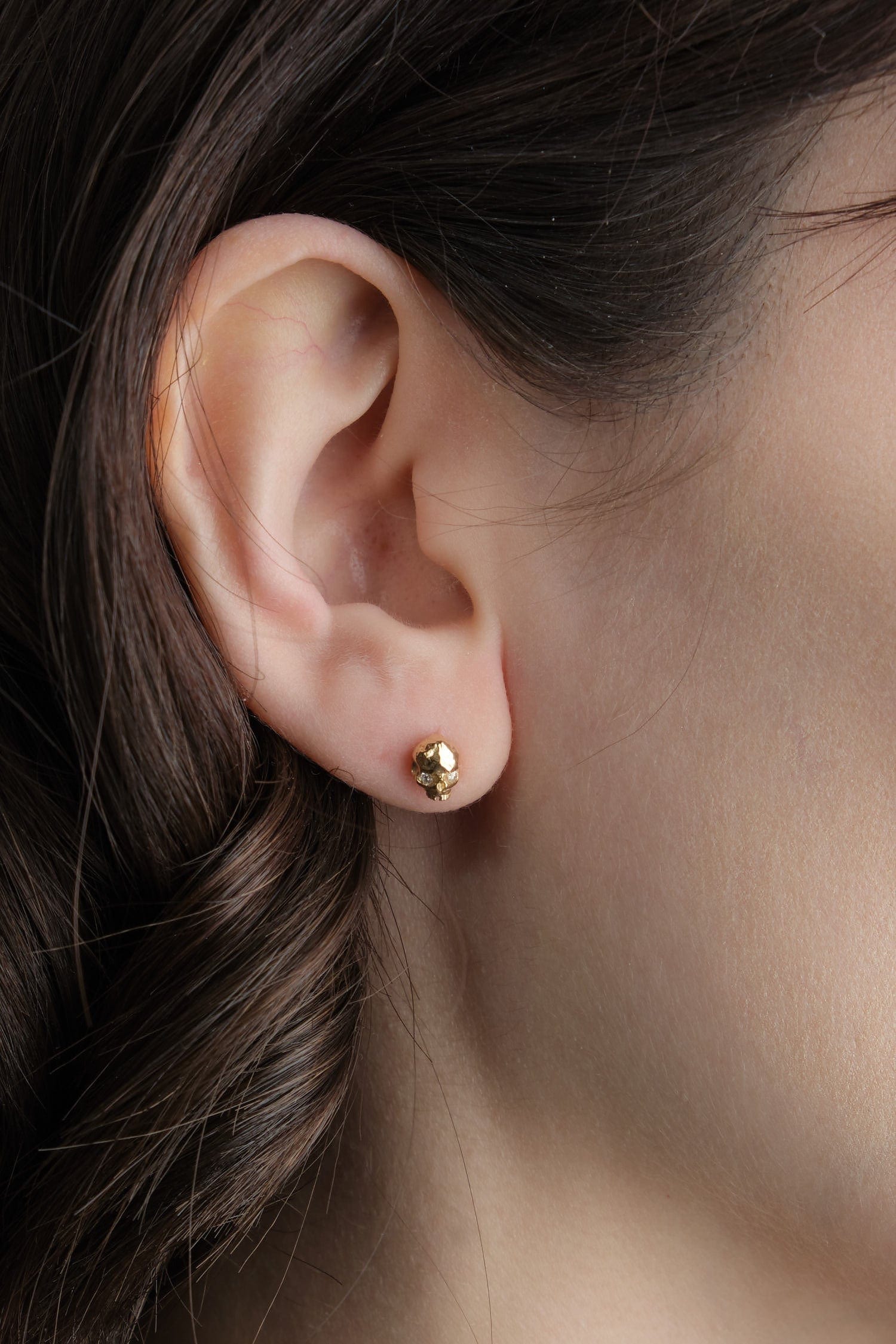 Pamela Love Jewelry Earrings Memento Mori Stud Earring with Heart Back Diamond