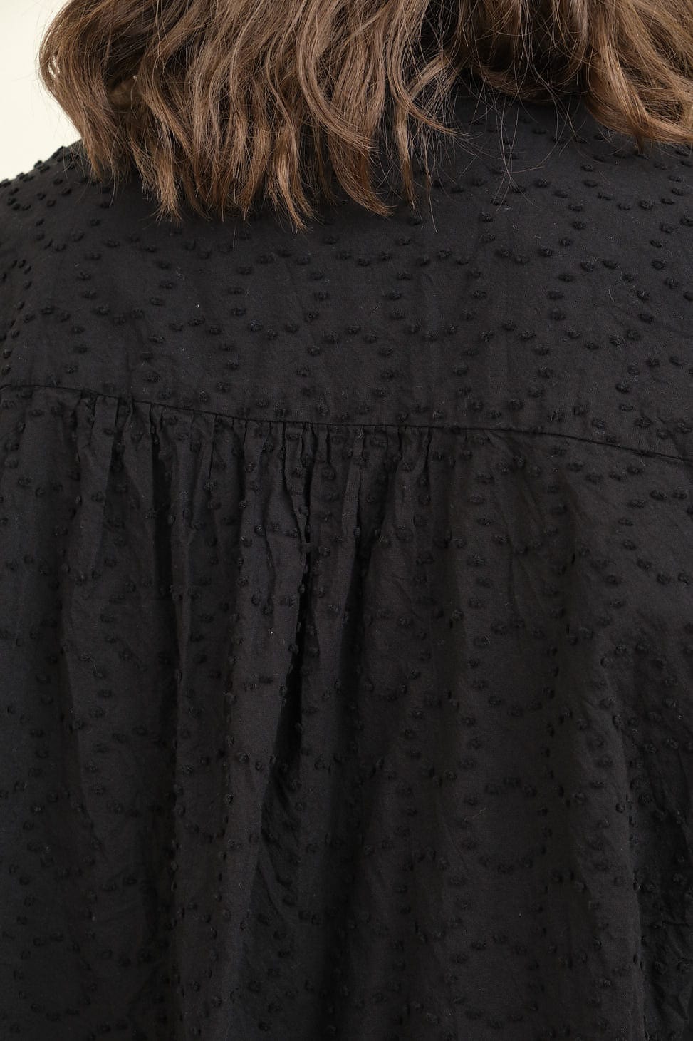 Back yoke on Botanical Dye Blouse in Black
