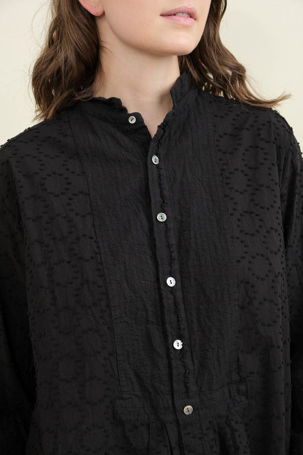 Placket on Botanical Dye Blouse in Black
