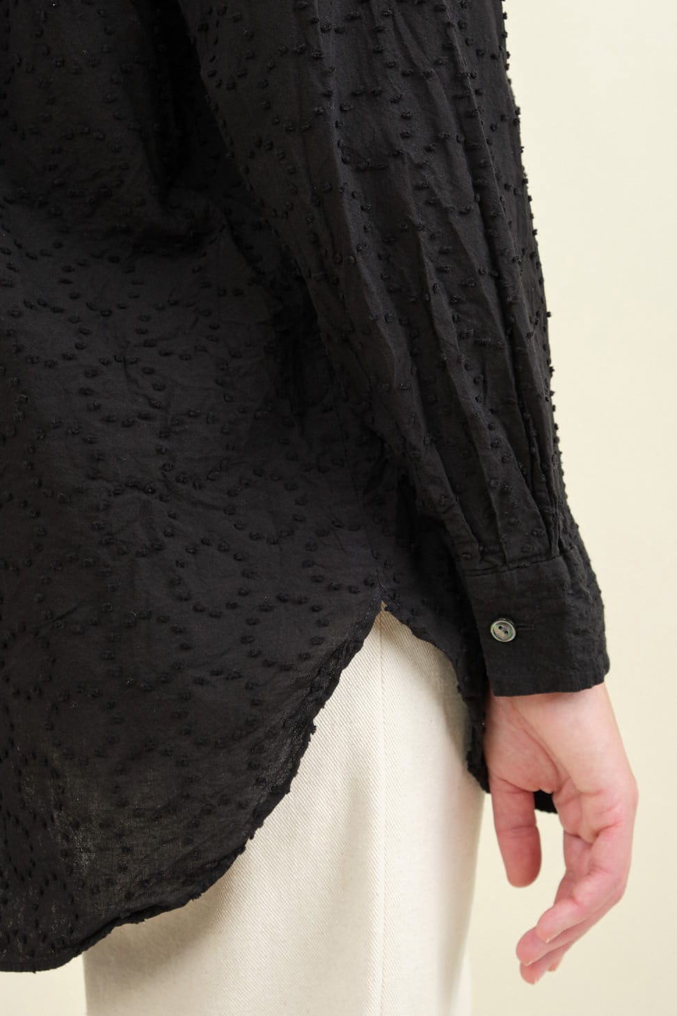 Detailing on Botanical Dye Blouse in Black
