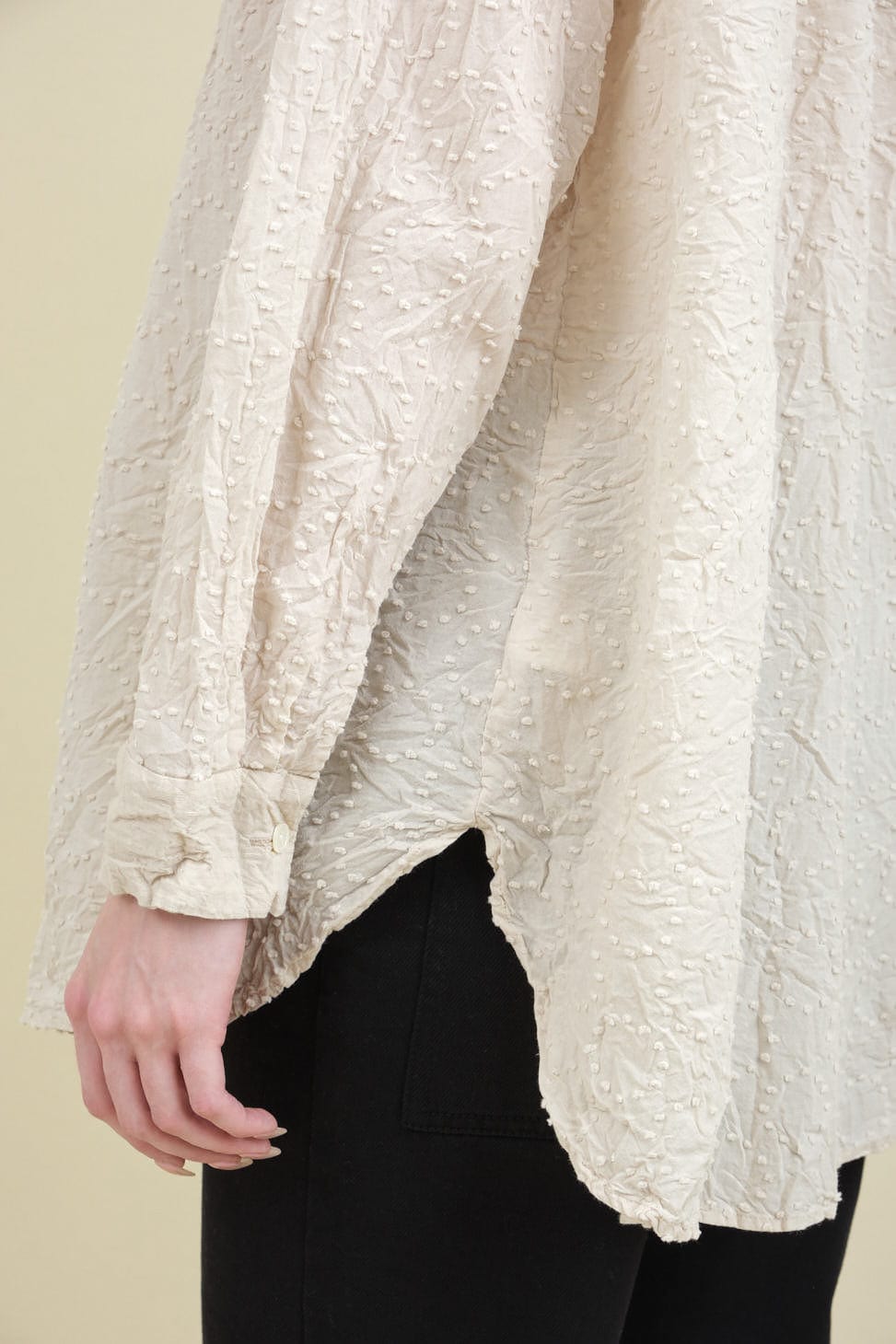Side slit on Botanical Dye Blouse in Natural