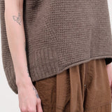 Pas de Calais Apparel Womens Sweaters Cashmere Lambs Wool Boat Neckline Vest in Greige