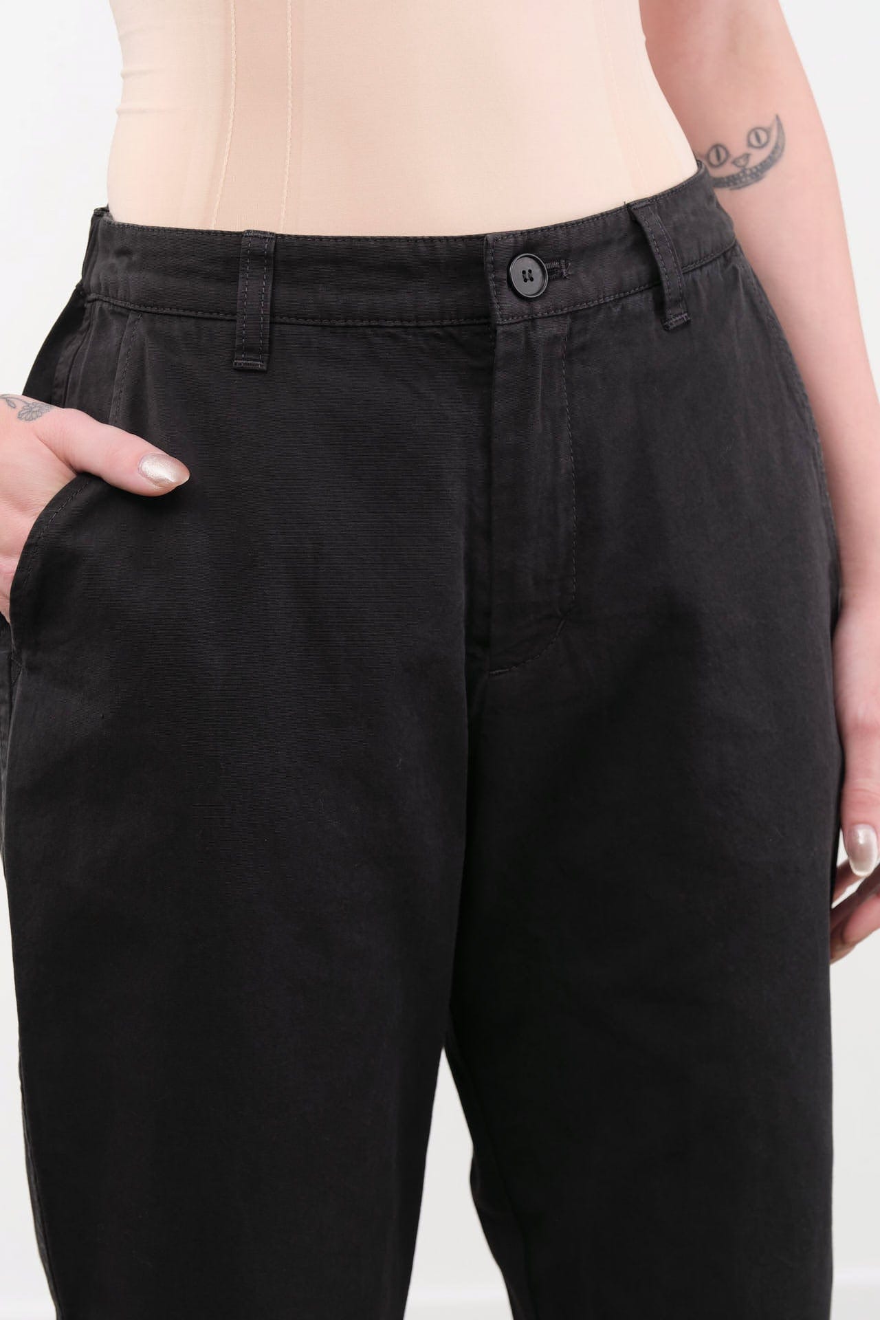 Pas de Calais Apparel Womens Pants Cotton Grosgrain Tapered Pants
