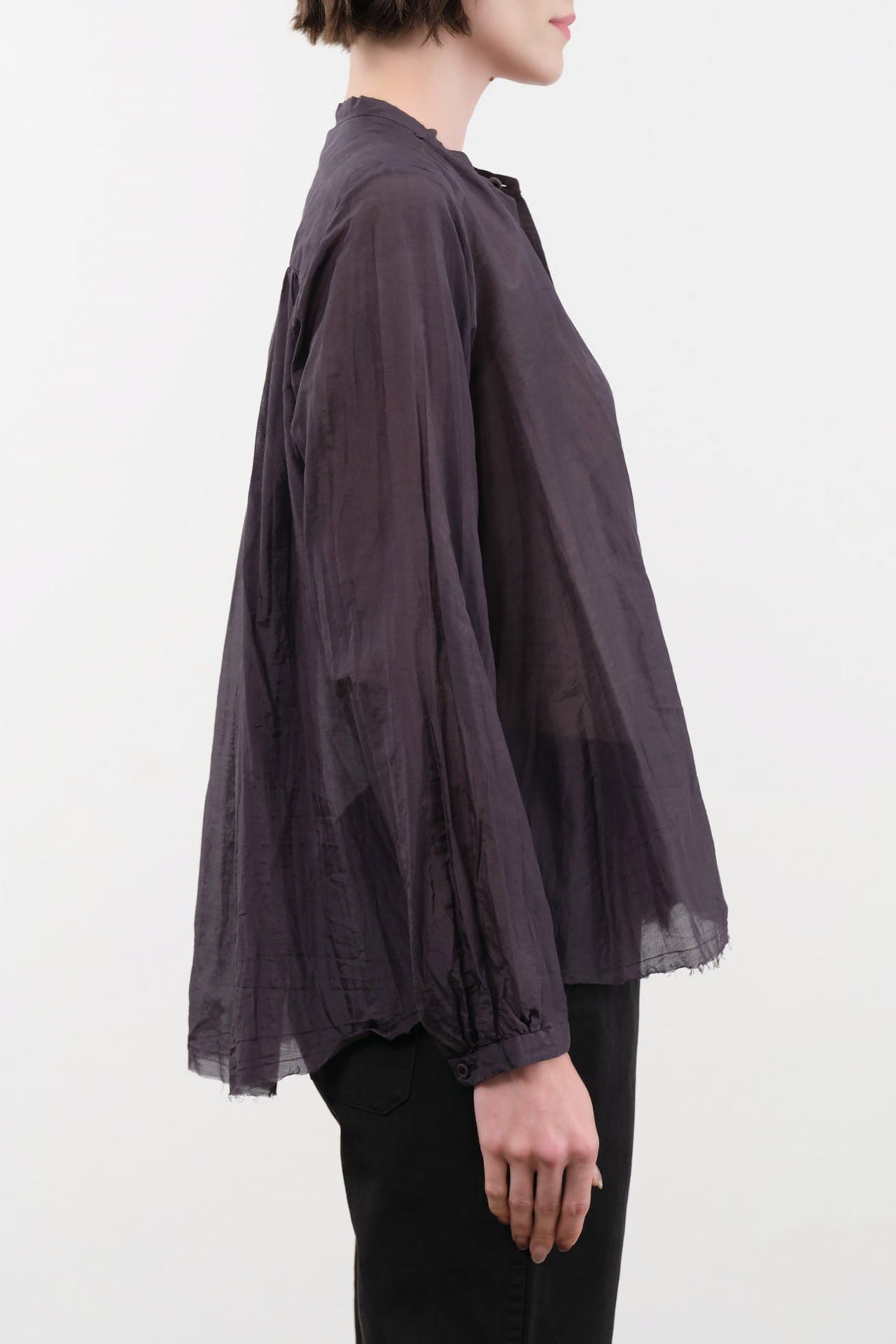 Pas de Calais Apparel Womens Blouses Cotton Silk Lawn Stand Collar Blouse