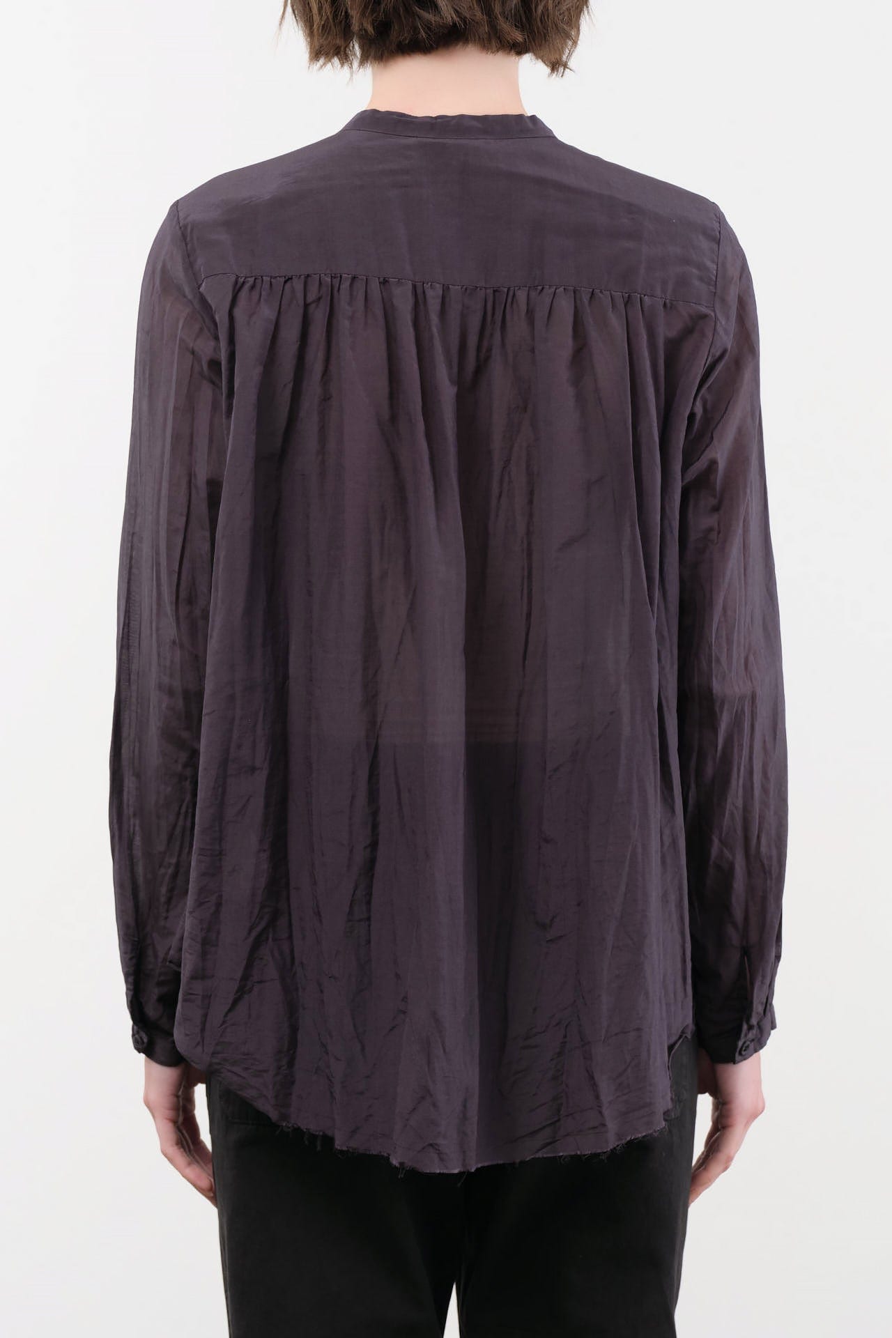 Pas de Calais Apparel Womens Blouses Cotton Silk Lawn Stand Collar Blouse
