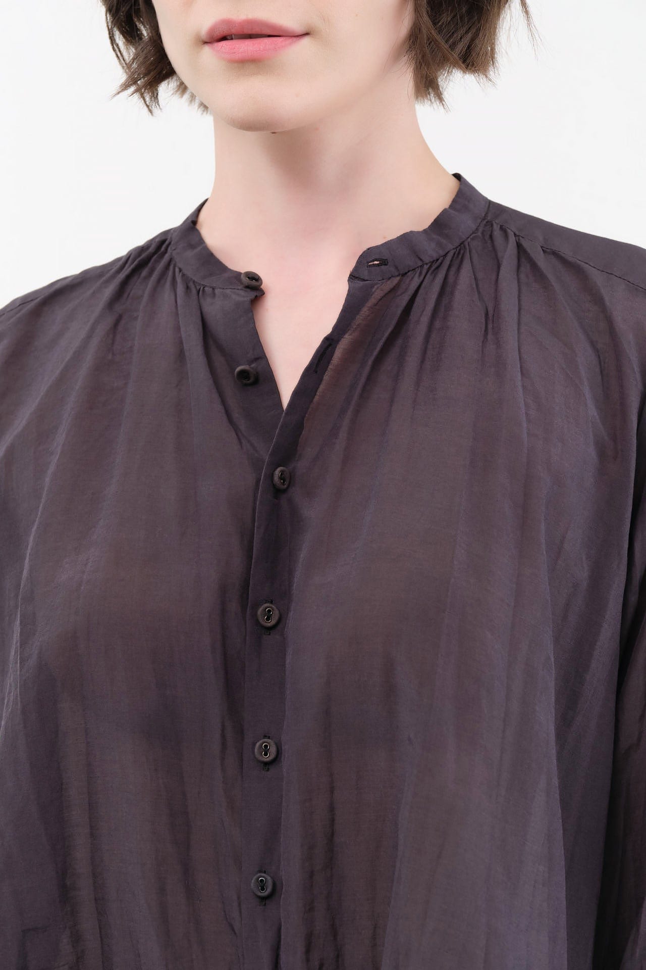 Pas de Calais Apparel Womens Blouses Cotton Silk Lawn Stand Collar Blouse