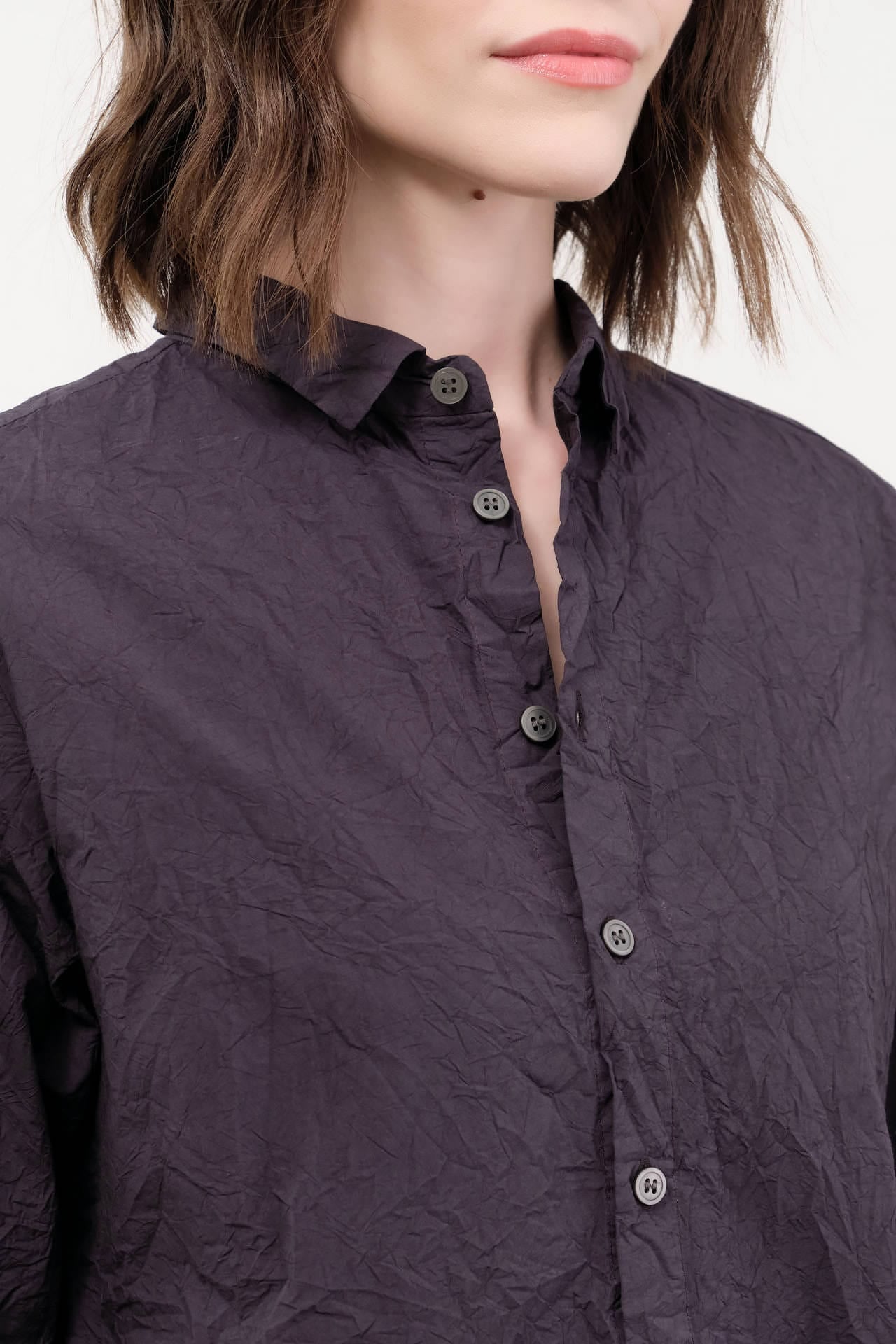 Pas de Calais Apparel Womens Blouses Cotton Typewriter Blouse in Charcoal