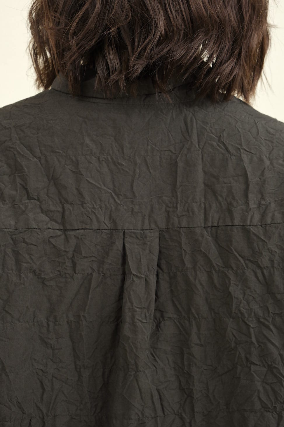 Back detailing on Crinkle Finish Fitted Shirt in Khaki