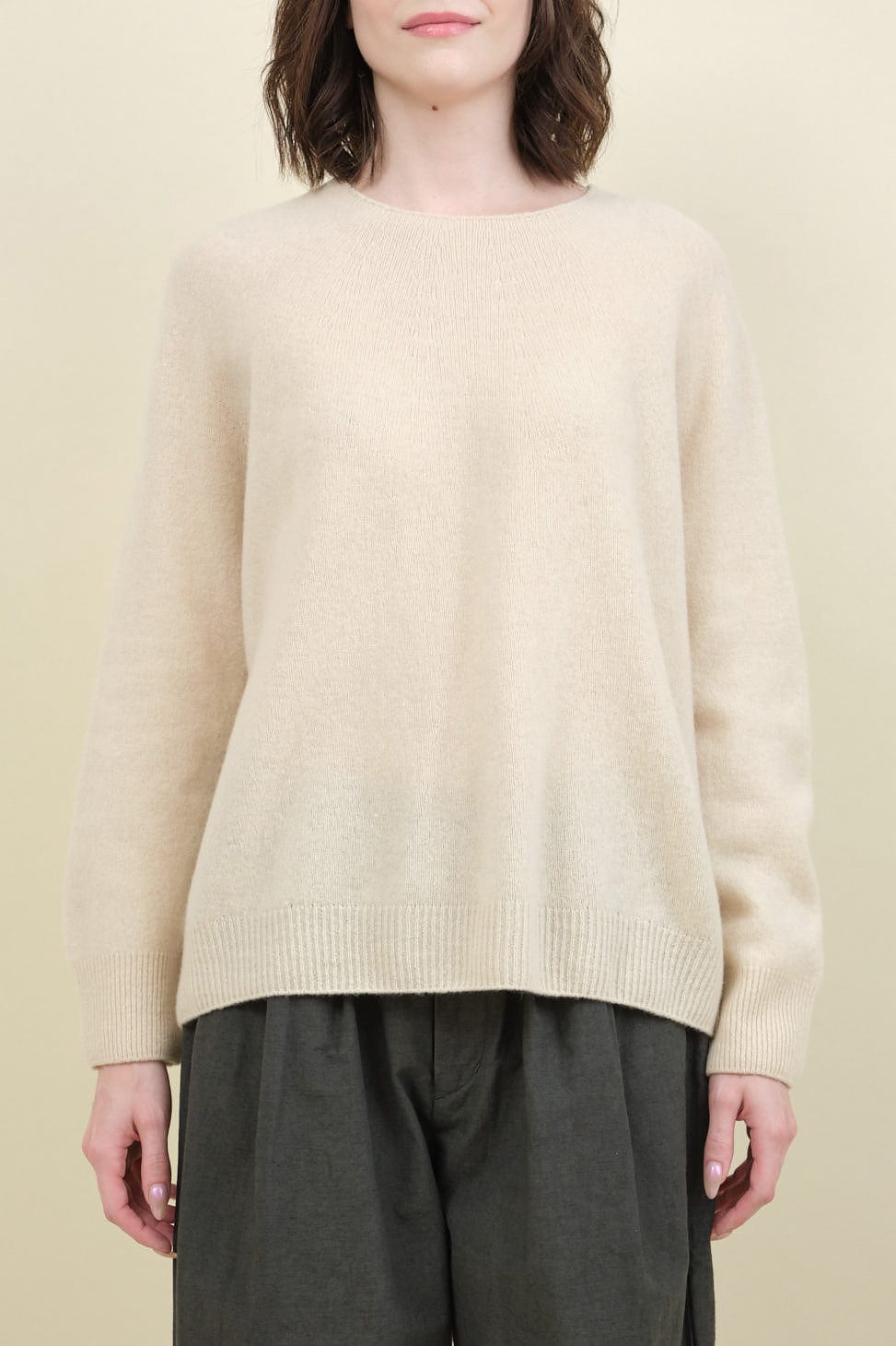 Front of Fine Wool Crew Neck Pullover