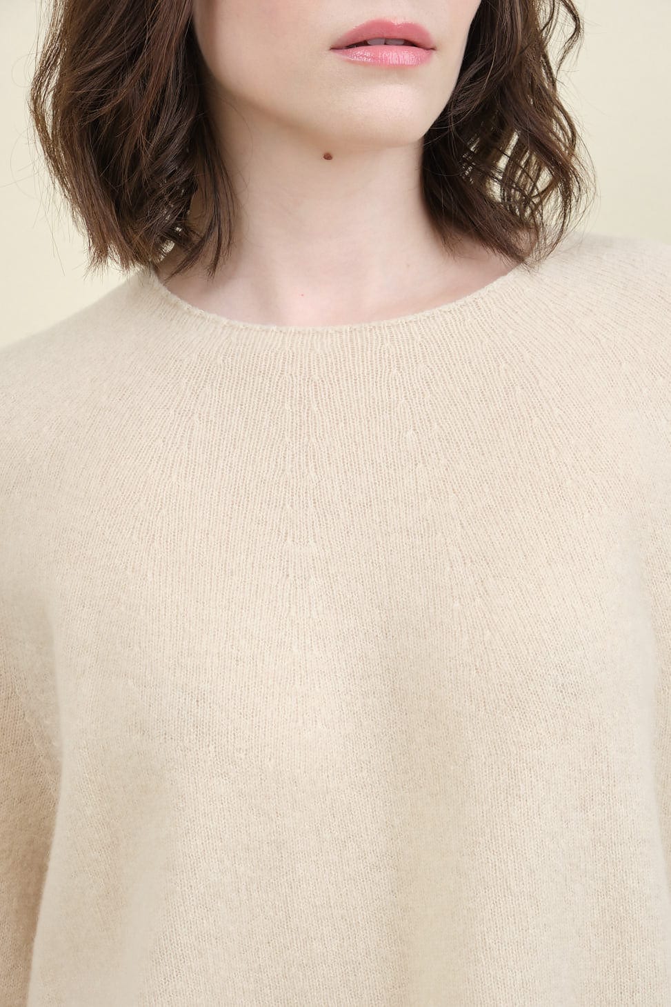 Neckline on Fine Wool Crew Neck Pullover