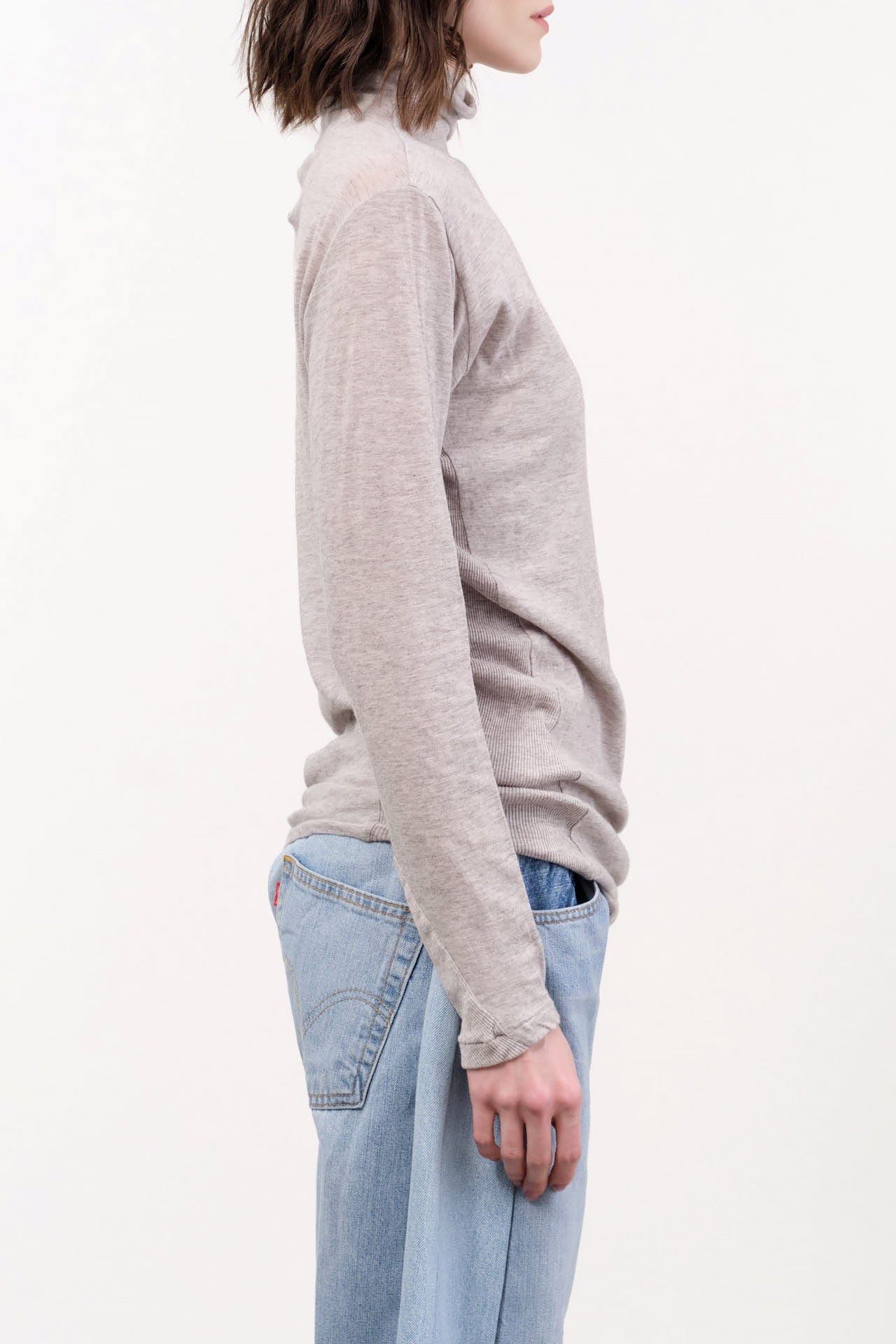Pas de Calais Apparel Womens Sweaters Gauze Jersey Mix Turtleneck Pullover