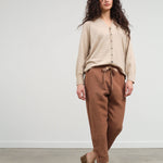 Styled view of Houndstooth Cuffed Pants in Brick