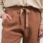 Waistband view of Houndstooth Cuffed Pants in Brick