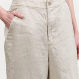 Pas de Calais Apparel Womens Pants Linen Twill Wide Pants in Light Gray