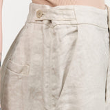 Pas de Calais Apparel Womens Pants Linen Twill Wide Pants in Light Gray