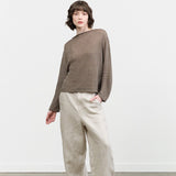 Pas de Calais Apparel Womens Pants Linen Twill Wide Pants in Light Gray Light Gray / 34