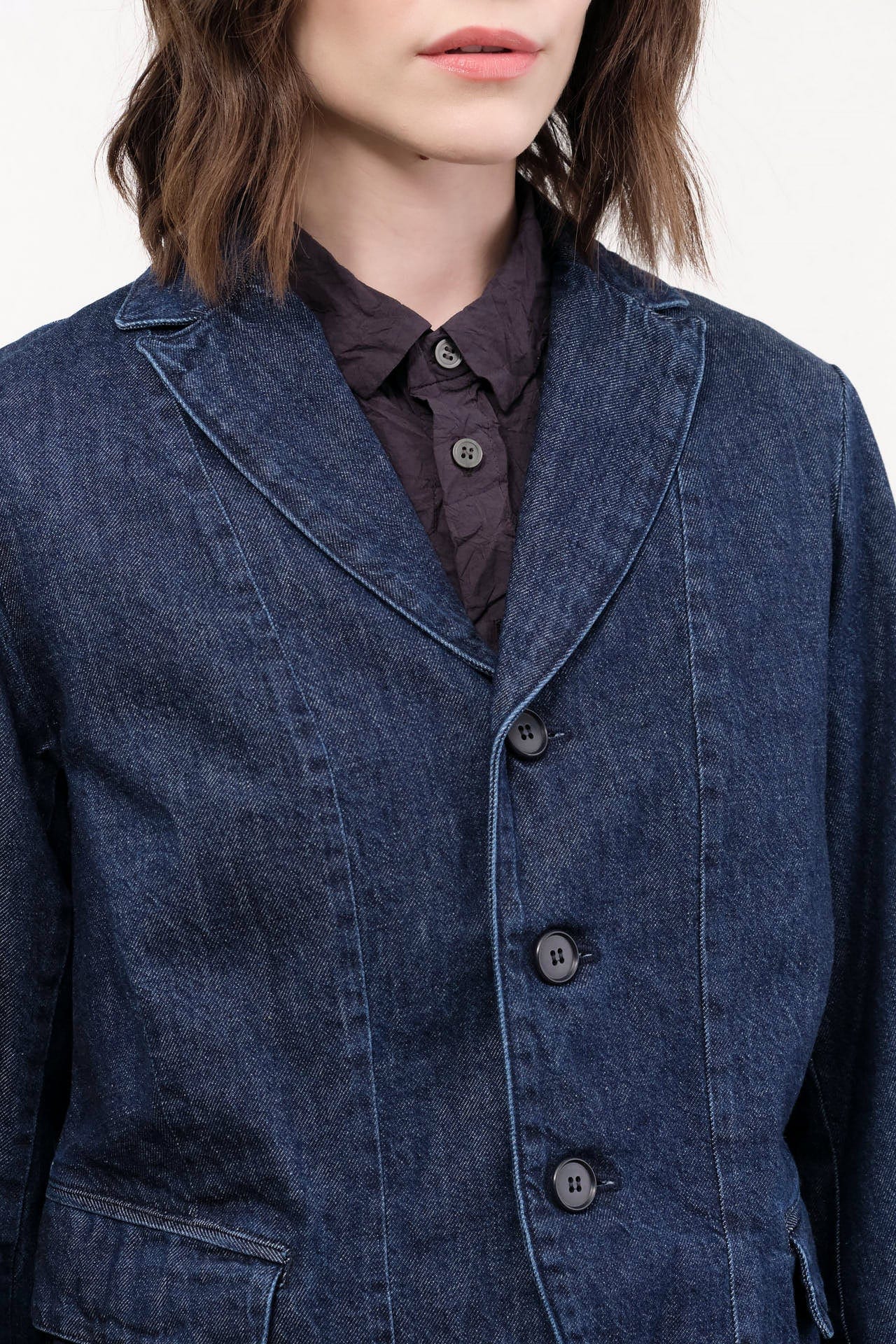 Pas de Calais Apparel Womens Jackets Natural Denim Tailored Jacket