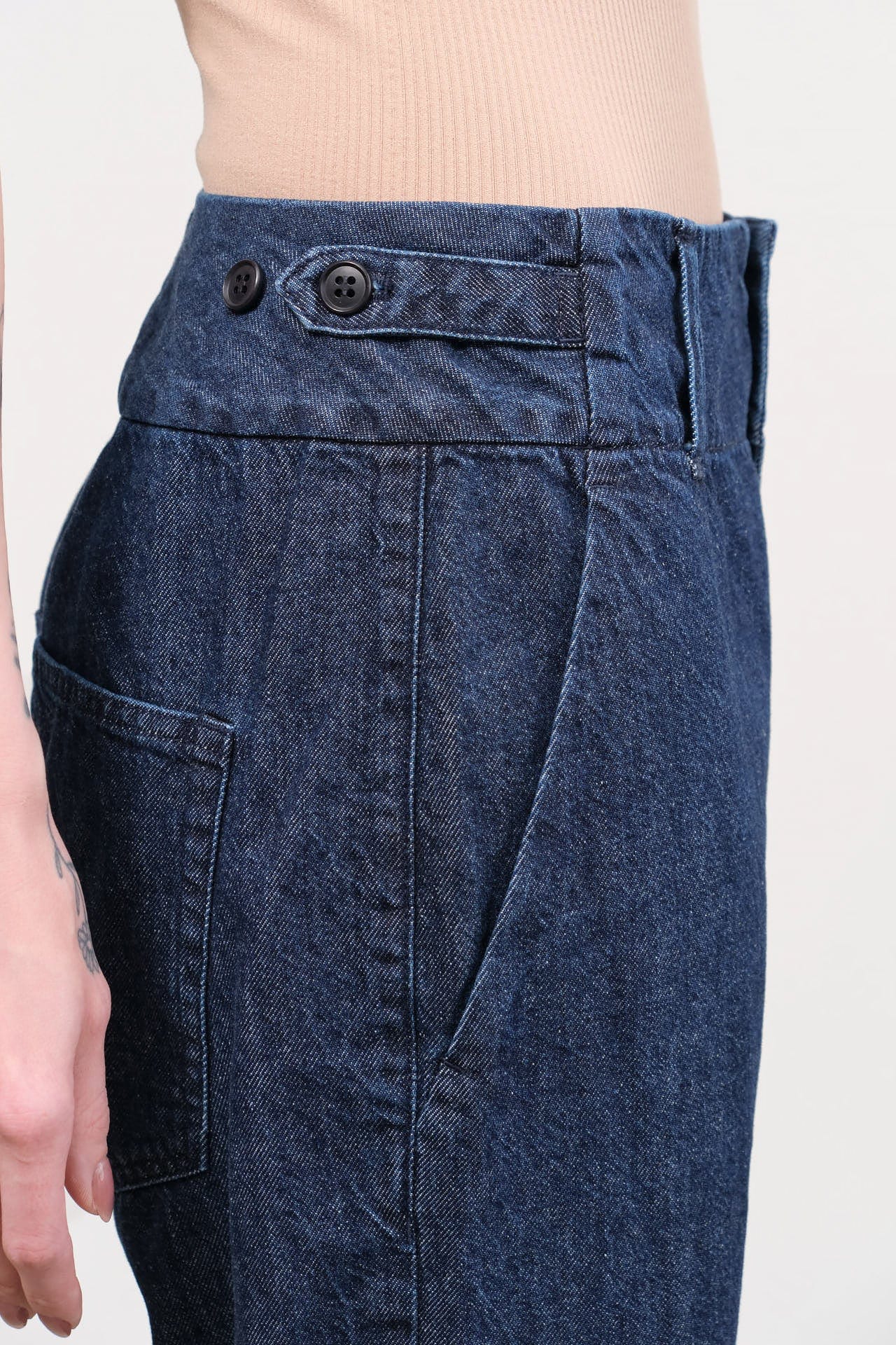 Pas de Calais Apparel Womens Denim Natural Denim Tapered Pants