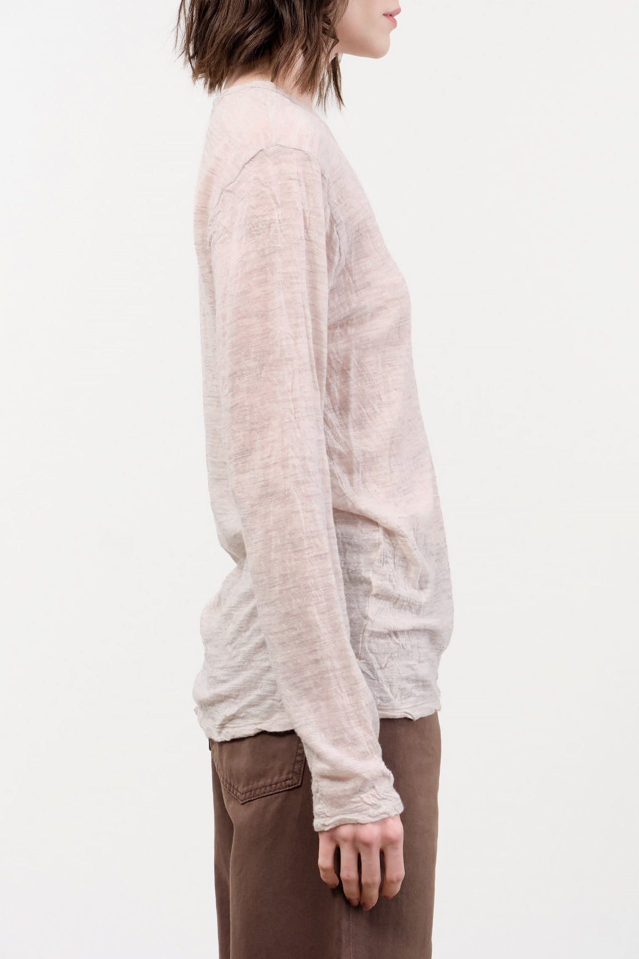Pas de Calais Apparel Womens Sweaters Wool Gauze Crinkle Pullover Jersey in Ivory