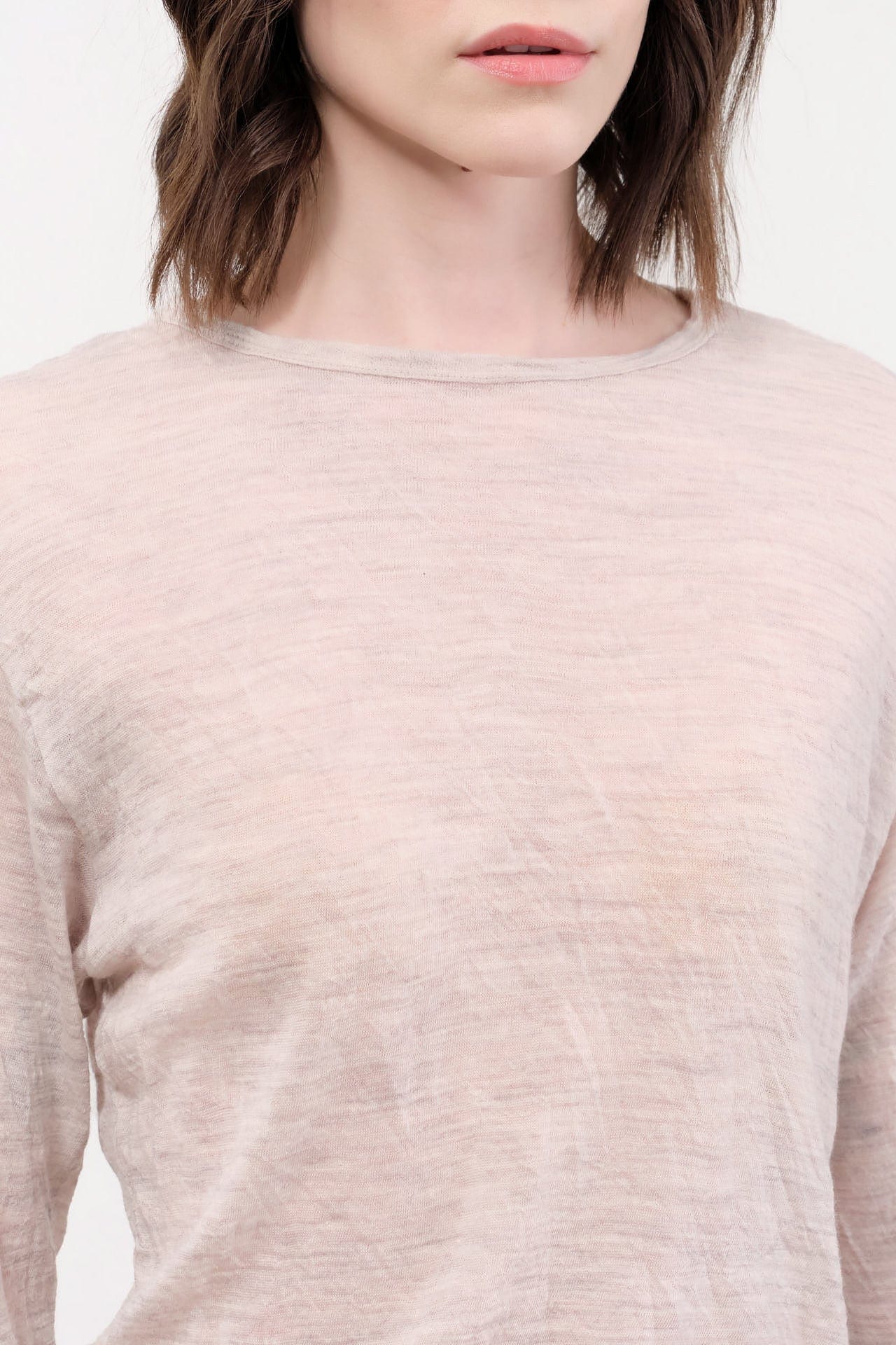 Pas de Calais Apparel Womens Sweaters Wool Gauze Crinkle Pullover Jersey in Ivory