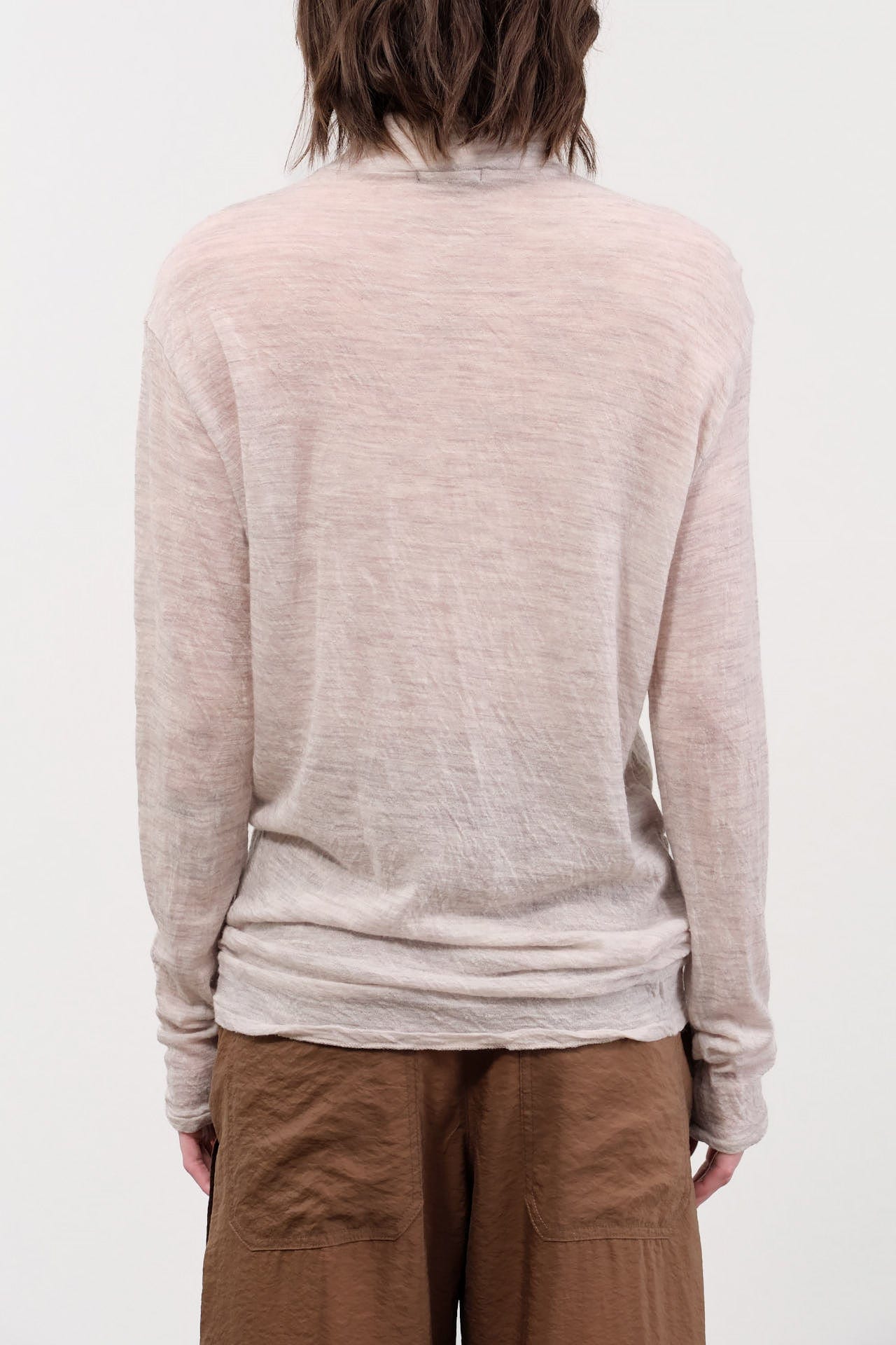 Pas de Calais Apparel Womens Sweaters Wool Gauze Crinkle Turtleneck Jersey Pullover in Ivory